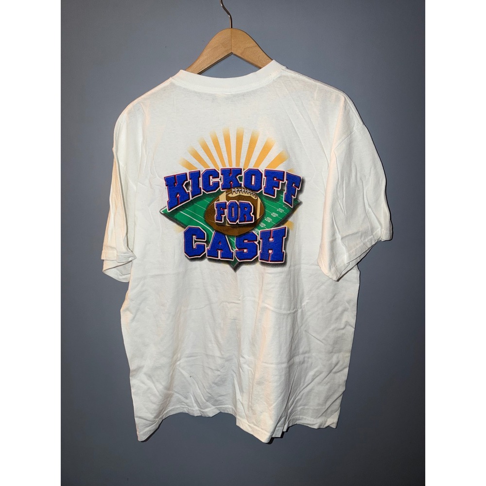 Harrahs Casino Kickoff For‎ Cash Football Graphic T-Shirt White Anvil Mens XL